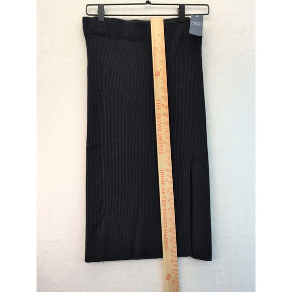 Abercrombie & Fitch Skirt Women's Medium Black Ribbed Maxi 22" Slits - Picture 3 of 12